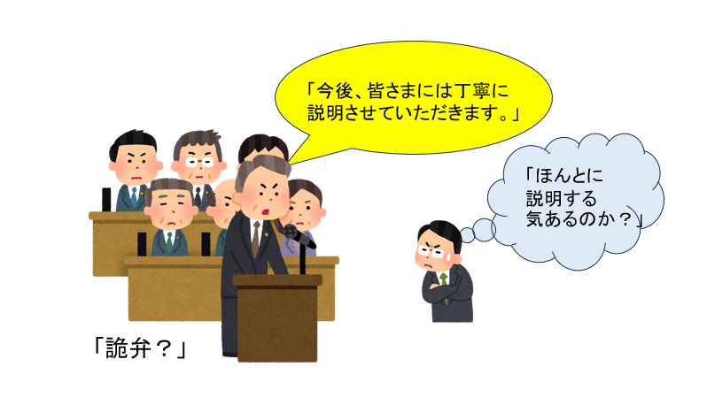 答弁する政治家のイラスト