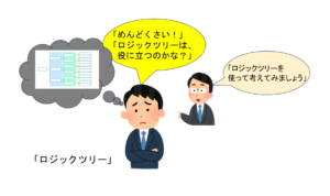 上司と話をする部下のイラスト