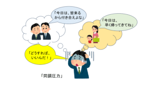 同調圧力を感じる人のイラスト