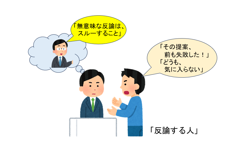 反論を受ける人のイラスト