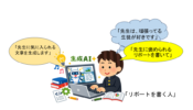 AIで文章を作成する学生のイラスト